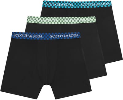 Scotch&Soda - Heren - Boxershorts Active Stretch 3-Pack - Blauw/Groen/Zwart - Maat S