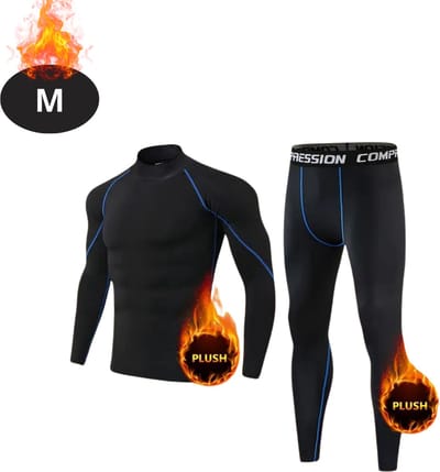 Bovista Thermokleding Heren - Thermobroek - Thermoset - Thermolegging - Winter - Thermoshirt - Zwart+Blauw - M