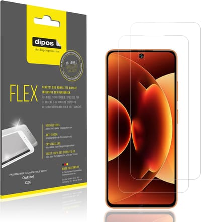 dipos – 2x Beschermfolie geschikt voor Oukitel C26 | 3D Full Cover Screenprotector | 100% Passend