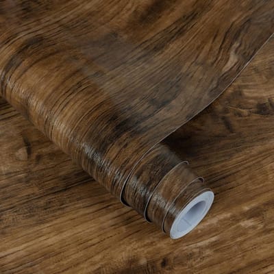 Zelfklevende houtlook meubelfolie, donkerbruin, waterdicht, 30 x 200 cm - Decoratiefolie voor meubels, muur, keuken - Plakfolie geschikt voor meubels, keukenkast, tafels, planken
