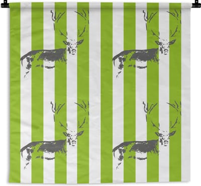 Wandkleed - Wanddoek - Patroon - Hert - Strepen - 180x180 cm - Wandtapijt