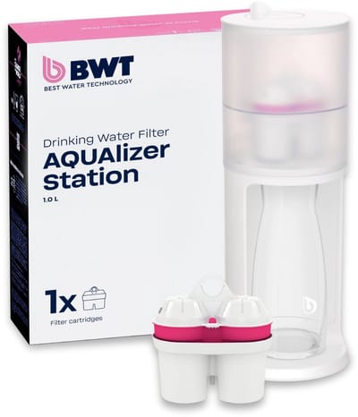 BWT AQUAlizer Waterfilterstation + magnesium mineraalpatroon en glazen karaf