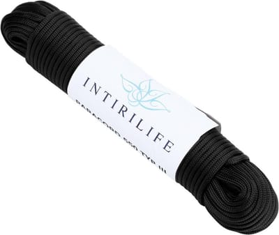 Intirilife 31m nylon buitentouw in ZWART - Tuintouw 31 meter lang en 4 mm dik - Paracord koord scheurvast en robuust met 7 kerndraden veelzijdig voor tuin en...
