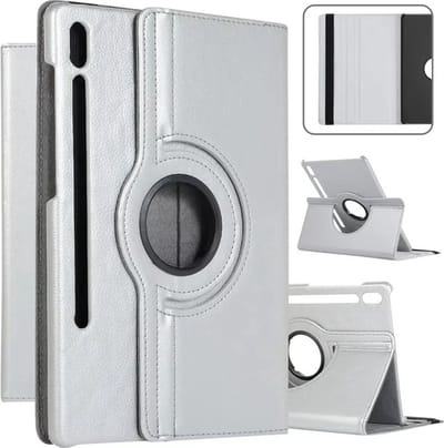 Draaibaar Hoesje 360 Rotating Multi stand Case - Geschikt voor: Samsung Galaxy Tab S8 Plus 2022 / S7+/ S7 Plus / Tab S7 FE 5G 12.4 inch 2020 - Zilver