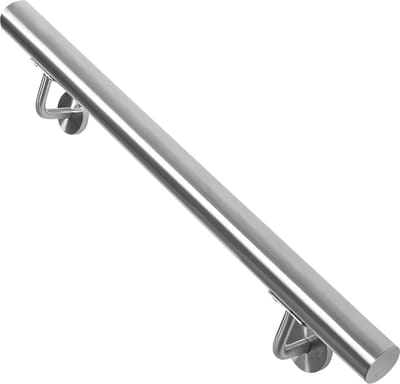 Roestvrij staal leuning - rond Ø 42 mm - trapleuning voor binnen en buiten - wandhouder en eindkappen - 50 cm