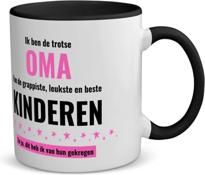 Akyol - ik ben de trotste oma van de grappigste, leukste en beste kinderen, en ja dit heb ik van hun gekregen koffiemok - theemok zwart - Oma - de trotste oma - verjaardagscadeau - cadeau - beste kinderen - cadeautje voor oma - 350 ML inhoud