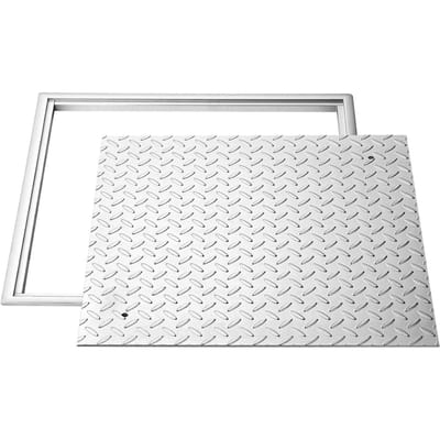 Bouchon de regard avec cadre, Couvercle carré de fosse septique 600 x 600 mm avec base, Couvercle d'accès d'inspection de canal d'évacuation en acier au carbone résistant au glissement pour travaux lourds