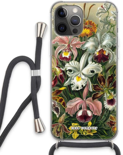 Case Company® - Hoesje met koord geschikt voor iPhone 13 Pro Max hoesje met Koord - Haeckel Orchidae - Telefoonhoesje met Zwart Koord - Bescherming aan alle Kanten en Over de Schermrand
