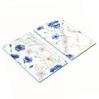 Decoratieve glazen snijplanken voor in de keuken met korenbloemmotief, 2x30x52 cm
