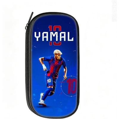 Voetbalster Pennenbak L-Lamin Yamal Patroon Leer Potlooddoos Beste Cadeau Make-up Tas Student Reis Voetbal Sport Potloodzakje