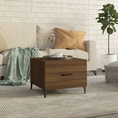 vidaXL - Salontafel - met - metalen - poten - 50x50x40 - cm - bruin - eikenkleur