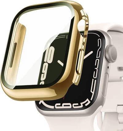 MY PROTECT - Hoesje Geschikt Voor Apple Watch Series 10 42mm - Bescherm Case & Screenprotector In 1 - Goud