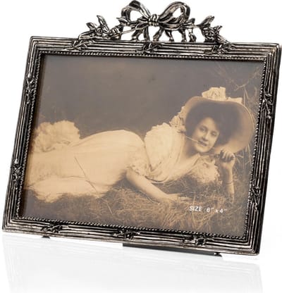 Antieke fotolijst Strik Liggend 7x10 Verzilverd