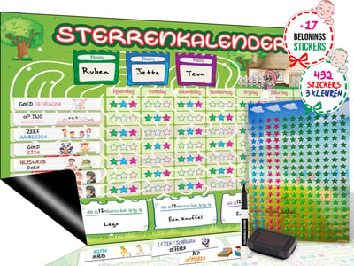 Brute Strength - Magnetisch Beloningssysteem (54) - A3 - Beloningskalender - Planborden - Weekplanner kind - Zindelijkheidstraining - Dagplanner