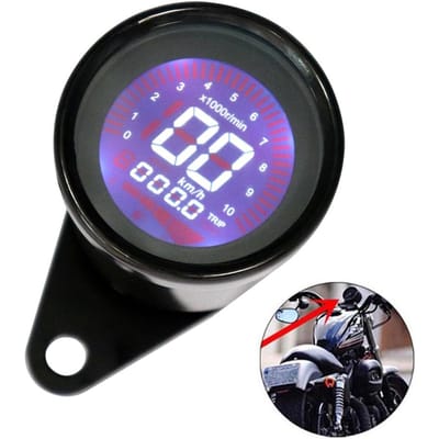 Instrument de moto universel 12V, compteur de vitesse numérique modifié, tachymètre, jauge LCD noir