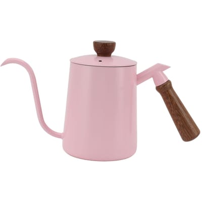 600ml Zwanenhals Koffieketel 304 Roestvrij Staal Lange Tuit Ketel Houten Handvat Overgietkoffie Pink gray