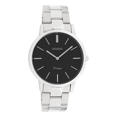 OOZOO Timepieces - Zilverkleurige horloge met zilverkleurige roestvrijstalen armband - C20031