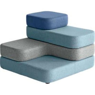 Zitsysteem TAPA Square, stof, modulair, met draaimechanisme, B 900 x D 900 x H 620 mm, blauw/blauw
