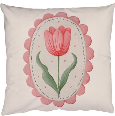 Sierkussens - Kussentjes Woonkamer - 50x50 cm - Tulp - Lijst - Ovaal - Illustratie