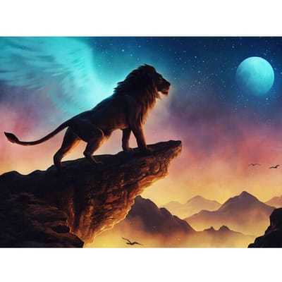 Diamant schilderij dieren leeuw foto van strass mozaïek diamant volledige ronde diamant borduurwerk 20X30CM black