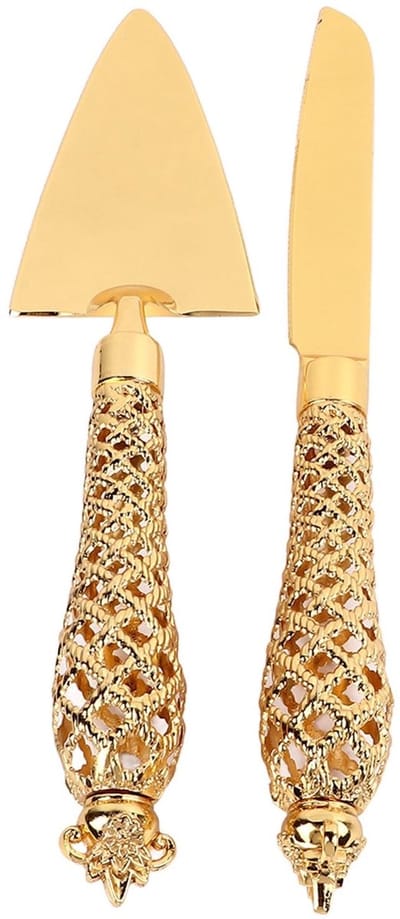 Dailygoods- Taartmes - Gouden Taartmes/Serverset - Zinklegering - Ergonomisch Handvat - Multifunctioneel - Ideaal voor Bruiloft/Jubileum - Serveerset