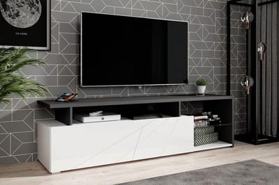 Meubella - TV-Meubel Colin - Wit - Zwart eiken - 170 cm