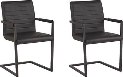 BUFORD - Eetkamerstoel set van 2 - Zwart - Kunstleer