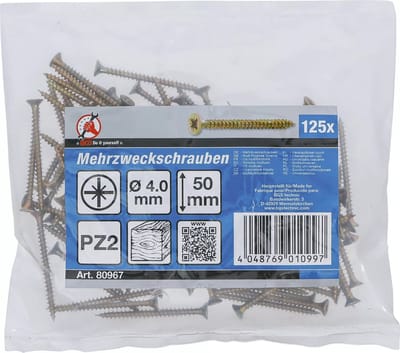 BGS Multischroeven - kruiskop PZ2 - 4,0 x 50 mm - 125 stuks