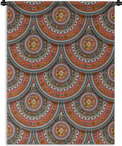 Wandkleed - Wanddoek - Cirkels - Azteken - Patronen - Zuid-Amerika - 150x200 cm - Wandtapijt