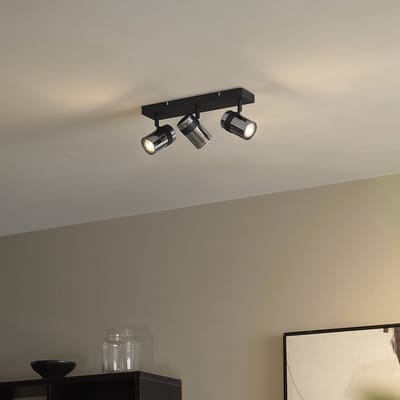 QAZQA gianni - Moderne Plafondspot | Spotje | Opbouwspot - 3 lichts - L 40 cm - Zwart - Woonkamer