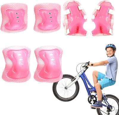Beschermende uitrusting set - Knie en elleboog - Actieve sporten - Volledige bescherming - Vrije maat - Roze