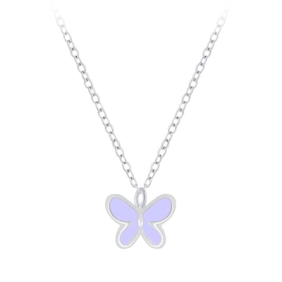 zilveren kinderketting met paars vlinder hangertje | ketting meisje zilver | Zilverana | Sterling 925 Silver (Echt zilver)