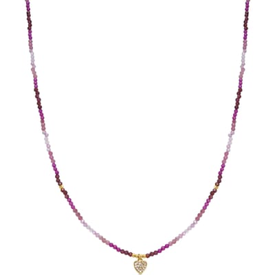 Luxenter Sterling Zilver 925 en Rose Kristal ketting afgewerkt met 18k geel goud - Hart