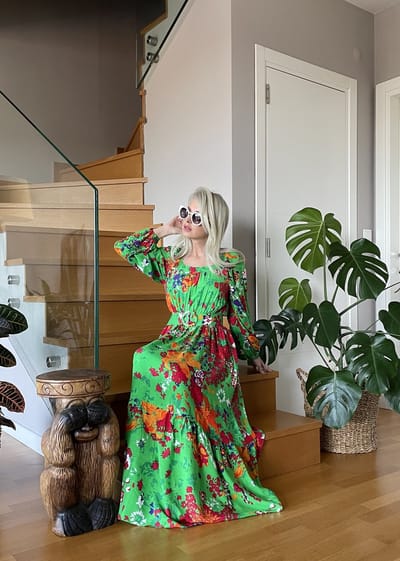 Blousejurk/SIRMAZA/GROEN/BLOEMIG