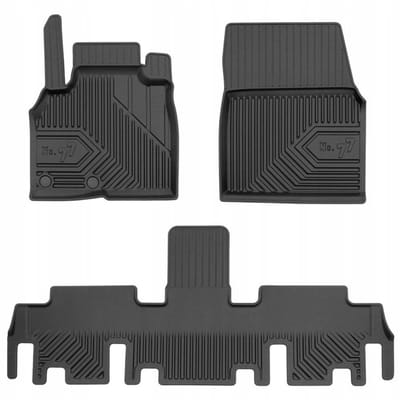 No.77 Premium Rubberen Mattenset - Geschikt voor Renault Espace IV (2002-2014) - Korte Wielbasis - 3-delig (Achtermat uit één stuk) - Hoogwaardig TPE - Zwart - FROGUM