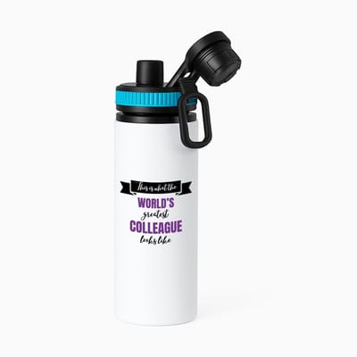 Hacebo® - World's best colleague waterfles met draaidop blauw - Collega - beste collega - werk - afscheidscadeau - verjaardagscadeau - water fles - 850ML