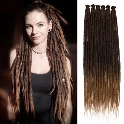 Allecto - Ombre Dreadlock Extensions - 61 cm - Synthetische Dreads - Handgemaakt - Hippie Styling - Perfect voor Festivals