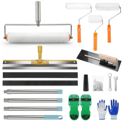 Dailygoods- Vloercoating Professionele Set - Ontluchtingsroller - Verfroller - Spatel/Stekelschoenen - Telescoopstang - Handschoenen - Complete Oplossing - Verfset