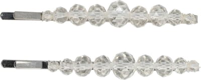 Haarsoires Haarspeld Schuifspeldjes 7cm - Facetkralen Rond -Transparant - Set van 2 - Haarklem - Haarclip - Haaraccessoires voor Dames & Kinderen - Hair Clip - Decoratieve Haaraccessoire