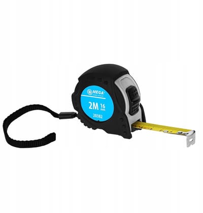 MEGA Rolbandmaat 2m 16mm Rubber met Stopfunctie, CE MID Certificaat