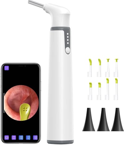 Draadloze oortelefoon, dual-view in-ear camera, 3,9 mm 720p HD wifi-oortelefoon, 6 ledlampjes
