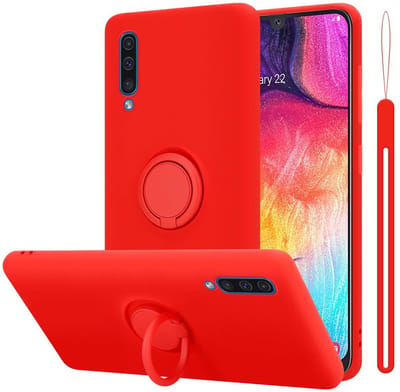 Cadorabo Hoesje geschikt voor Samsung Galaxy A50 4G / A50s / A30s in LIQUID ROOD - Beschermhoes van flexibel TPU silicone Case Cover met ring