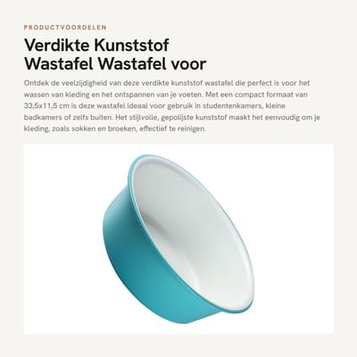 Dailygoods- Wastafel Verdikt Kunststof - Wasbak voor Kleding - Voetwas - Babywas - Lichtgewicht - Handig Ontwerp (33,5x11,5cm)
