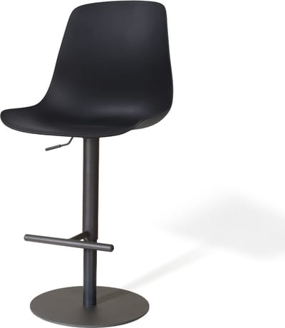 Nolon Niva-Pip Draaibare Tulp Barkruk Zwart - Verstelbaar - Mat Zwart Onderstel - Scandinavisch - Kunststof - Comfortabel