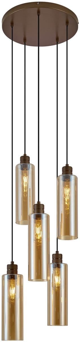 QAZQA stavelot - Hotel chique Hanglamp - 5 lichts - Ø 40 cm - Brons - Hal / Vide