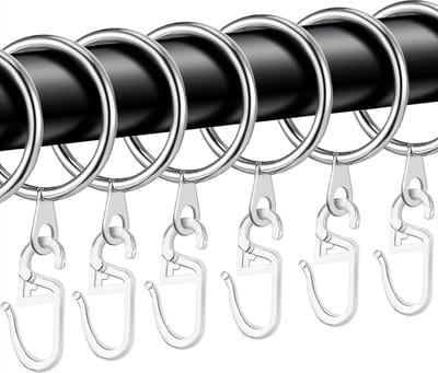 CHPN - Ringen voor douchegordijn - Ringen voor gordijnen - 40 stuks - zilverkleurige metalen gordijnringen - hangers en kunststof haken - voor beddengoed - Douchegordijn - Raamgordijn - 30 mm (binnendiameter)