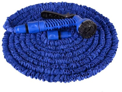 Slangspuit, hogedrukslangmondstuk, slangadapter, voor autowas-/tuinslangspuit, tuinslang 50FT (15 meter), zevenfunctiekop spuitpistool, tuin en autowassen, blauw