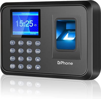 DrPhone TimeGuard – Vingerafdruk Inkloksysteem – Tijdregistratieapparaat – USB-overdracht – 1000 Vingerafdrukken – Zwart