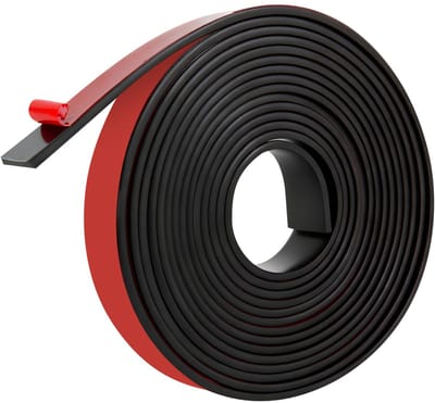 rubberen strips, zelfklevend, 5 m x 25 mm x 3 mm, rubberen strips, 3 mm, massief rubberen profielen, rubberen plakband voor doe-het-zelf vloerbedekkingen, bescherming, stootbescherming