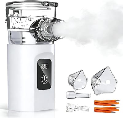 Draagbare oplaadbare LED scherm inhalator met mondstuk en 2 maskers, stille werking en verstelbare nevel